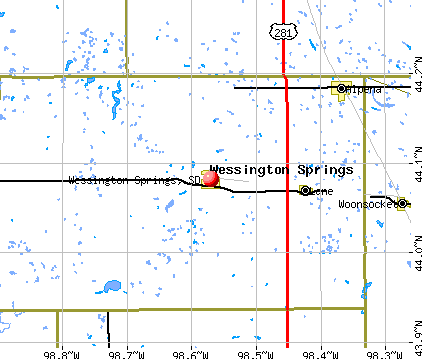 Wessington Springs, SD map