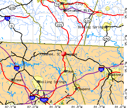 Chesnee, SC map
