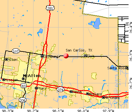 San Carlos, TX map