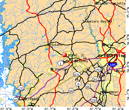 Arial, SC map