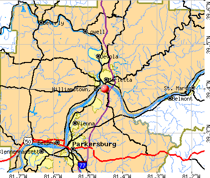 Williamstown, WV map