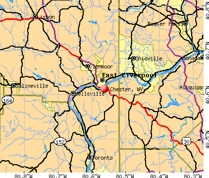 Chester, WV map