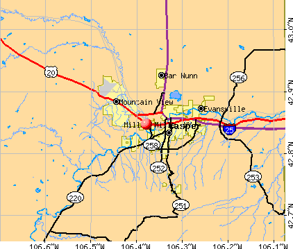 Mills, WY map