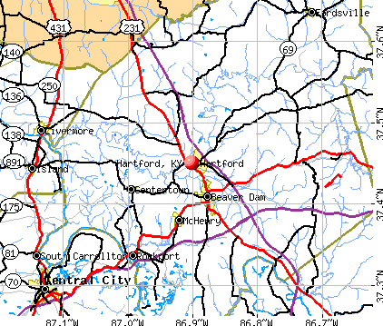 Hartford, KY map
