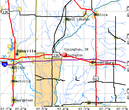 Covington, IN map