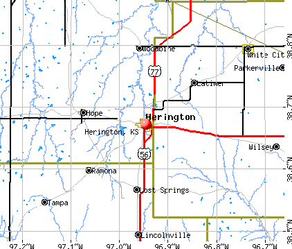 Herington, KS map
