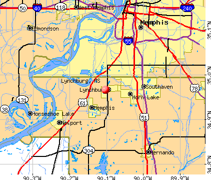 Lynchburg, MS map
