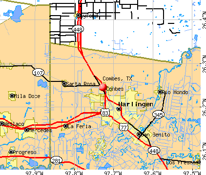 Combes, TX map