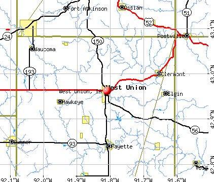 West Union, IA map
