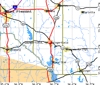 Daingerfield, TX map