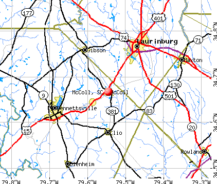 McColl, SC map