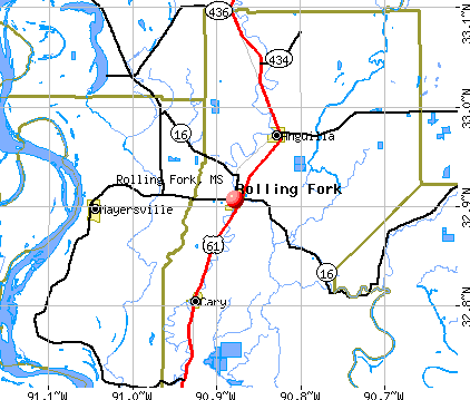 Rolling Fork, MS map
