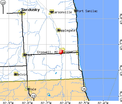 Croswell, MI map