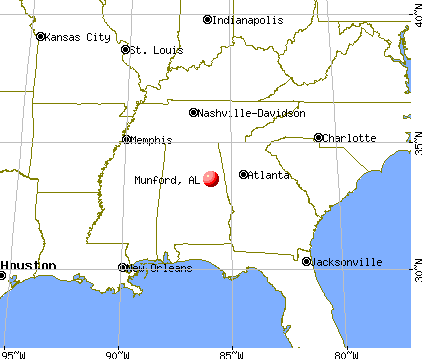 Munford, Alabama map