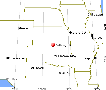 Anthony, Kansas map