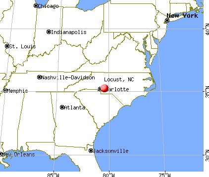 Locust, North Carolina map