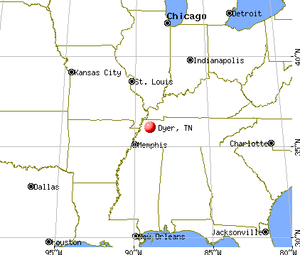 Dyer, Tennessee map