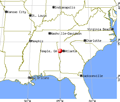 Temple, Georgia map