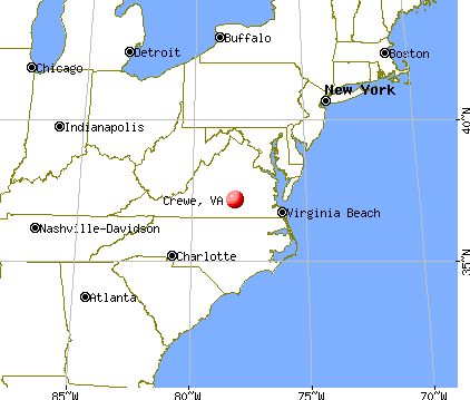 Crewe, Virginia map