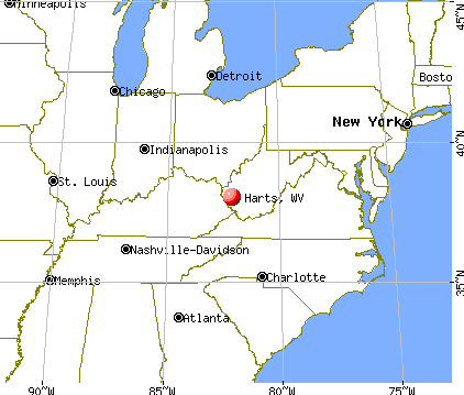 Harts, West Virginia map