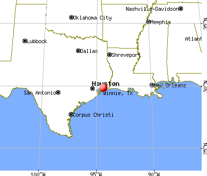 Winnie, Texas map