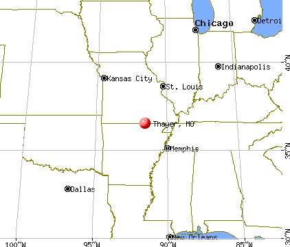 Thayer, Missouri map