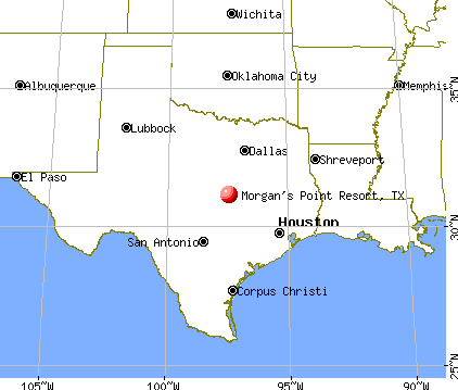 Morgan's Point Resort, Texas map