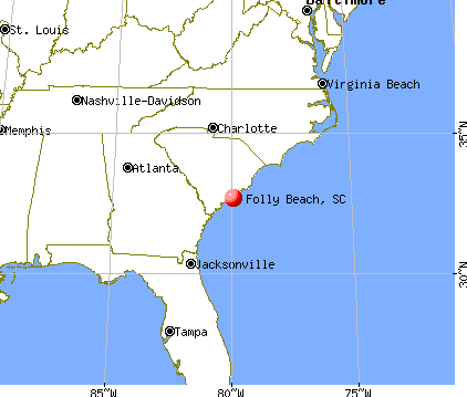 Folly Beach, South Carolina map