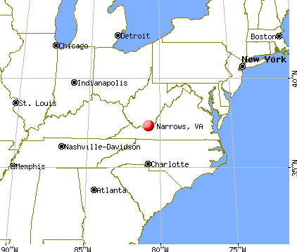 Narrows, Virginia map