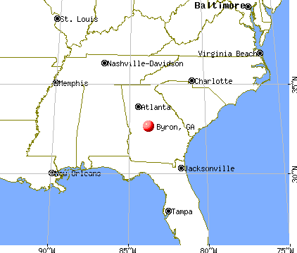 Byron, Georgia map