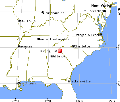 Gumlog, Georgia map
