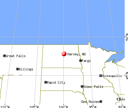 Harvey, North Dakota map