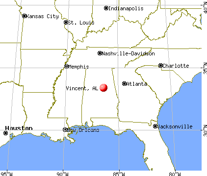 Vincent, Alabama map