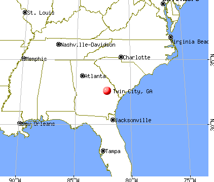 Twin City, Georgia map
