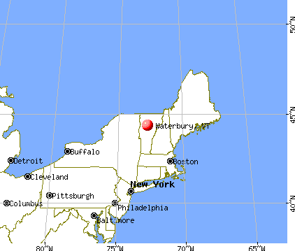 Waterbury, Vermont map