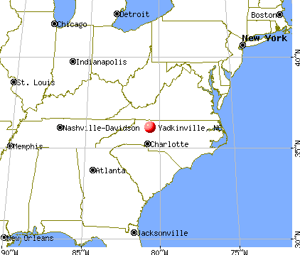 Yadkinville, North Carolina map