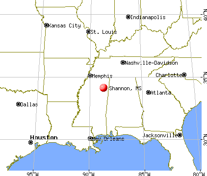 Shannon, Mississippi map