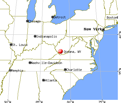Oceana, West Virginia map