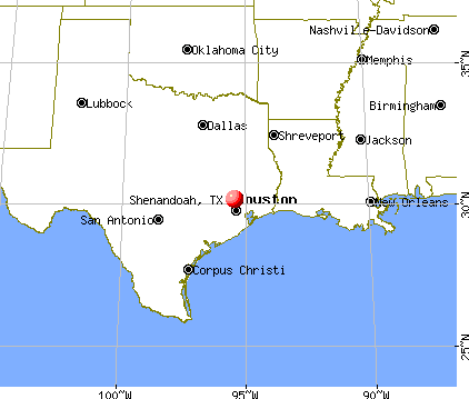 Shenandoah, Texas map