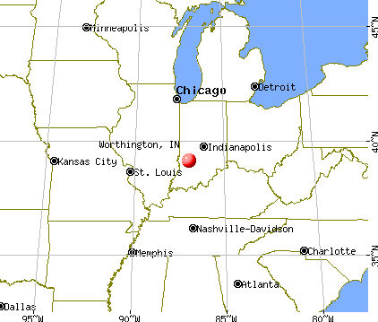 Worthington, Indiana map