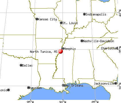North Tunica, Mississippi map