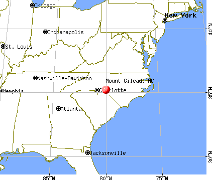 Mount Gilead, North Carolina map