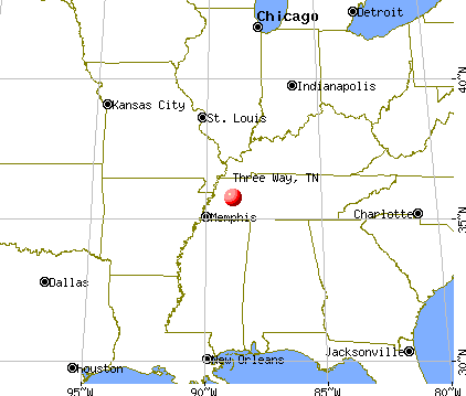 Three Way, Tennessee map