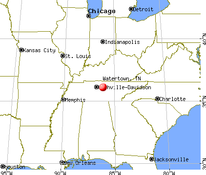 Watertown, Tennessee map