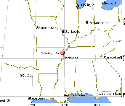 Caraway, Arkansas map