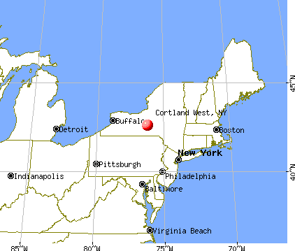 Cortland West, New York map