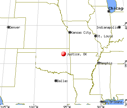 Justice, Oklahoma map