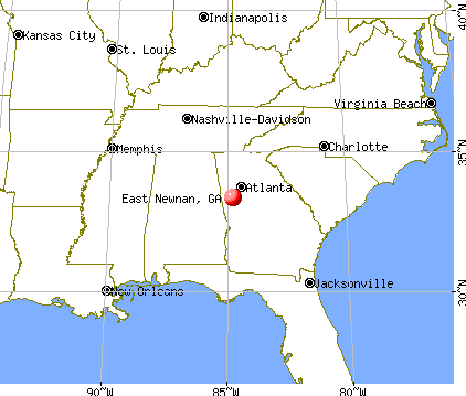 East Newnan, Georgia map