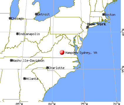 Hampden Sydney, Virginia map