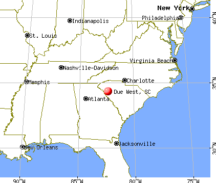 Due West, South Carolina map